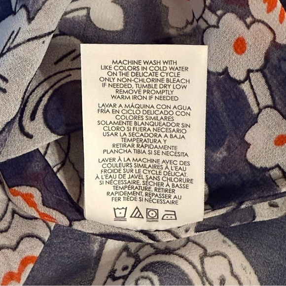 CAbi BLUE Floral Paisley Print Striped Sheer Sleeveless Blouse Size Small - Picture 4 of 13